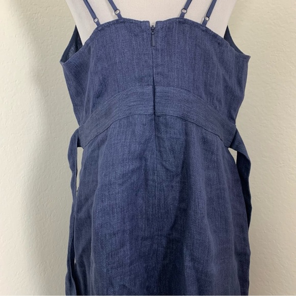 Whistles Tie Waist Linen Jumpsuit Womens US 10 UK 14 Wide Leg Crop Pockets Navy - Picture 7 of 16